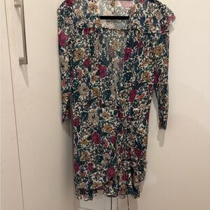 Veronica Beard Red and Green V-Neck Wrap Sundress